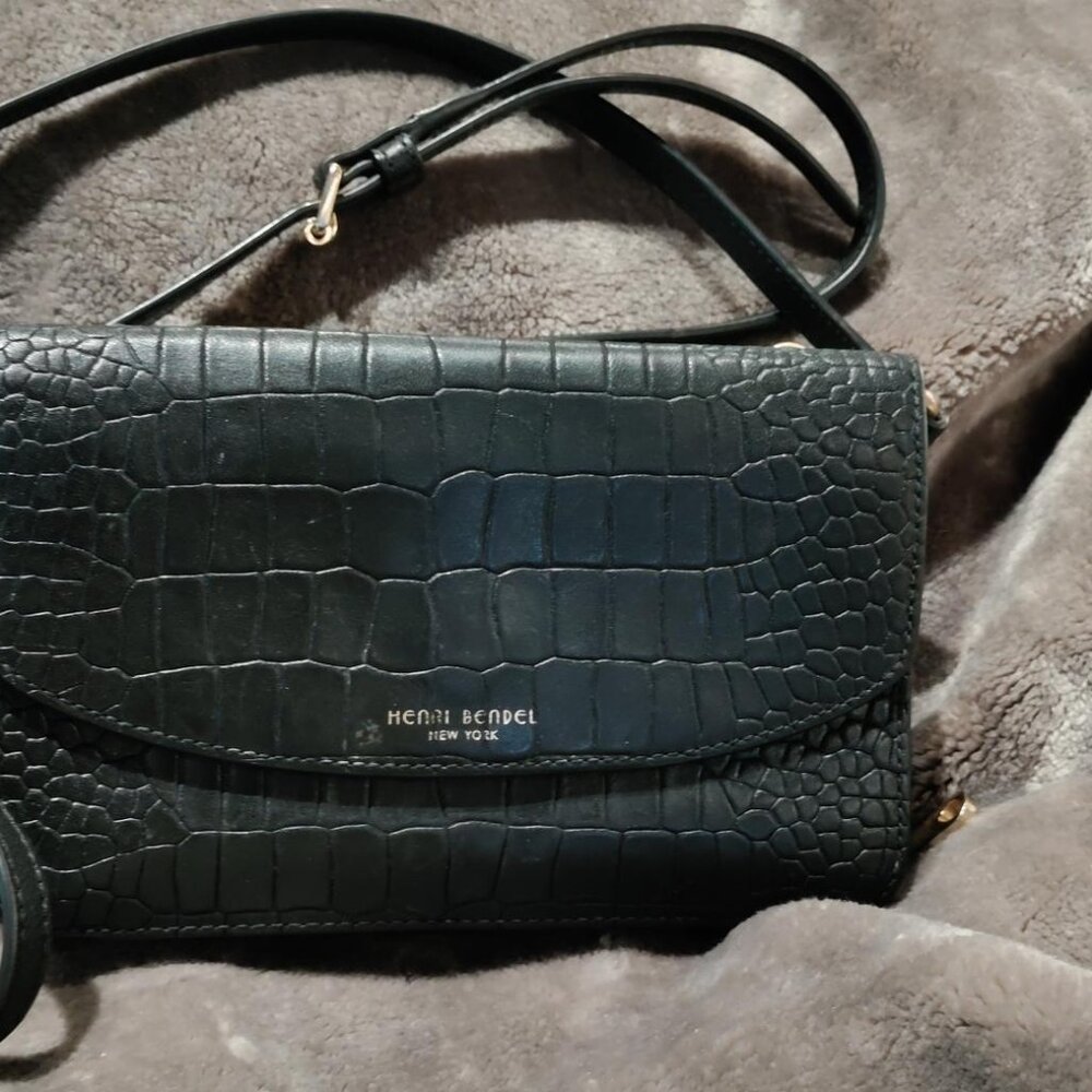 Henri Bendel  Croc Leather Black Cross Bodyr bag